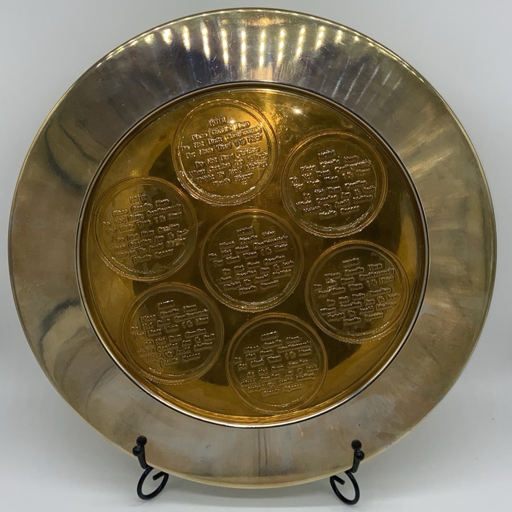 Brass-Plated Pillar Candle Charger Plate 14" Diameter 7-Slot For‎ 3 Inch Candles